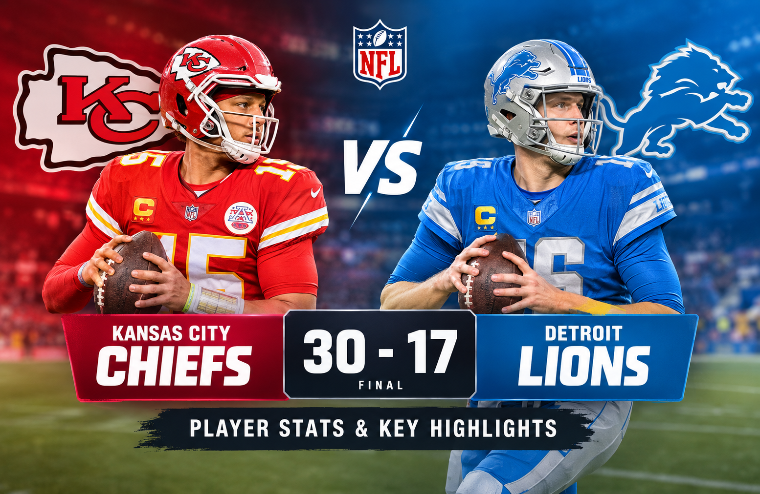 kansas city chiefs vs detroit lions match player stats