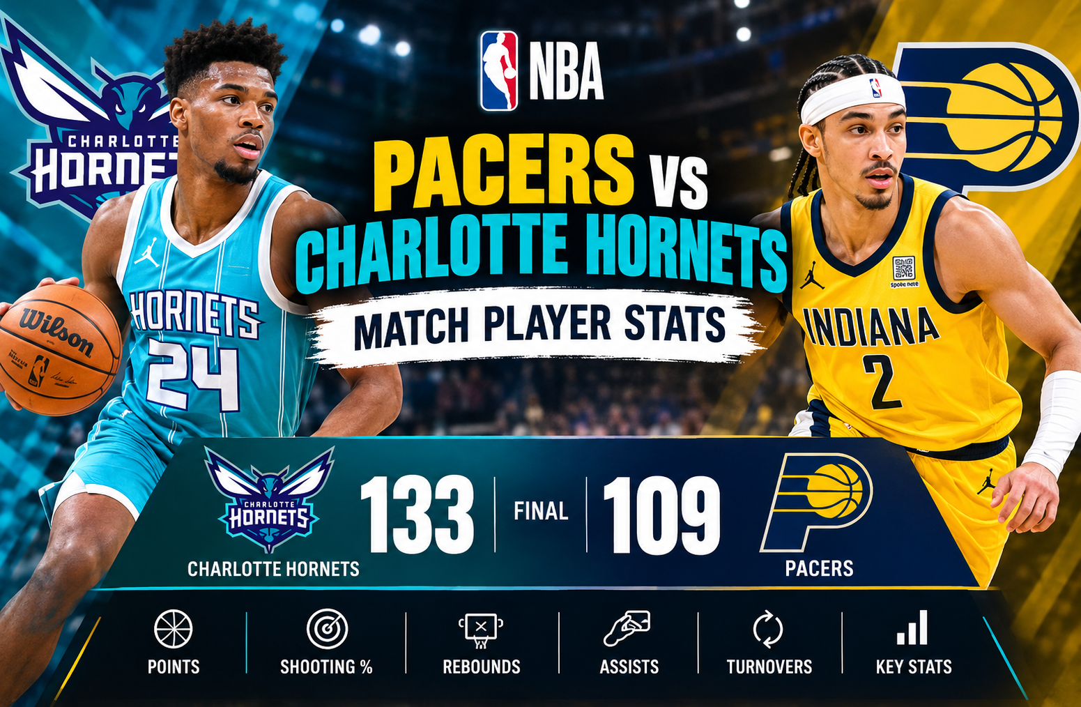 Pacers vs Charlotte Hornets Match Player Stats