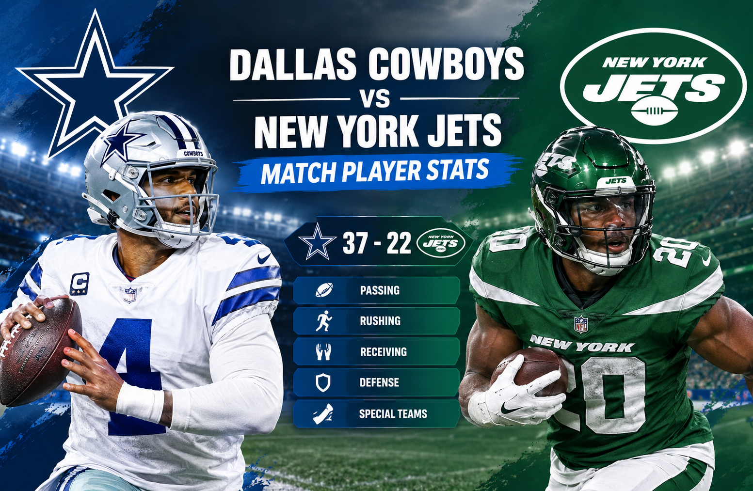dallas cowboys vs new york jets match player stats