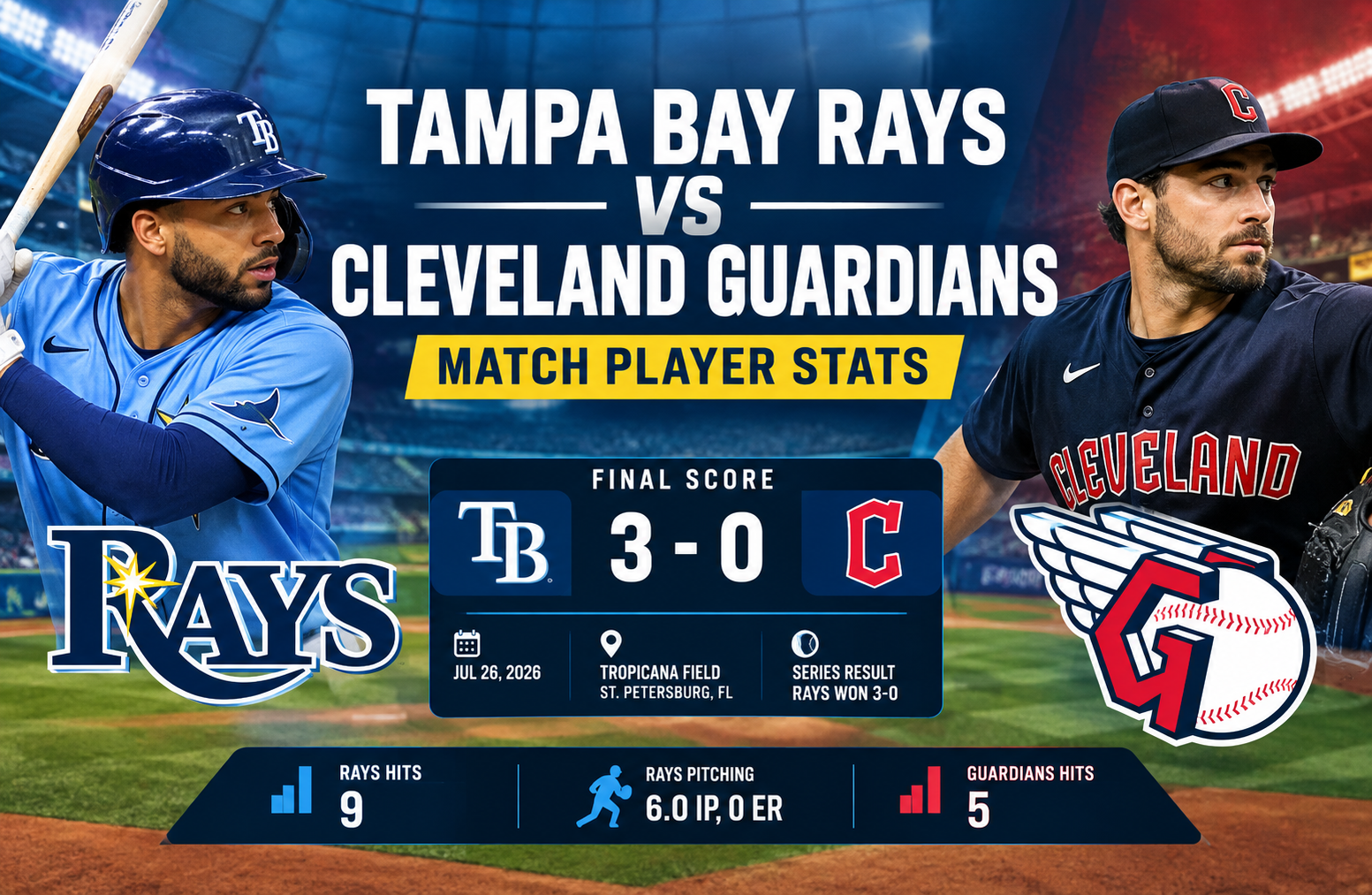 Tampa Bay Rays vs Cleveland Guardians Match Player Stats