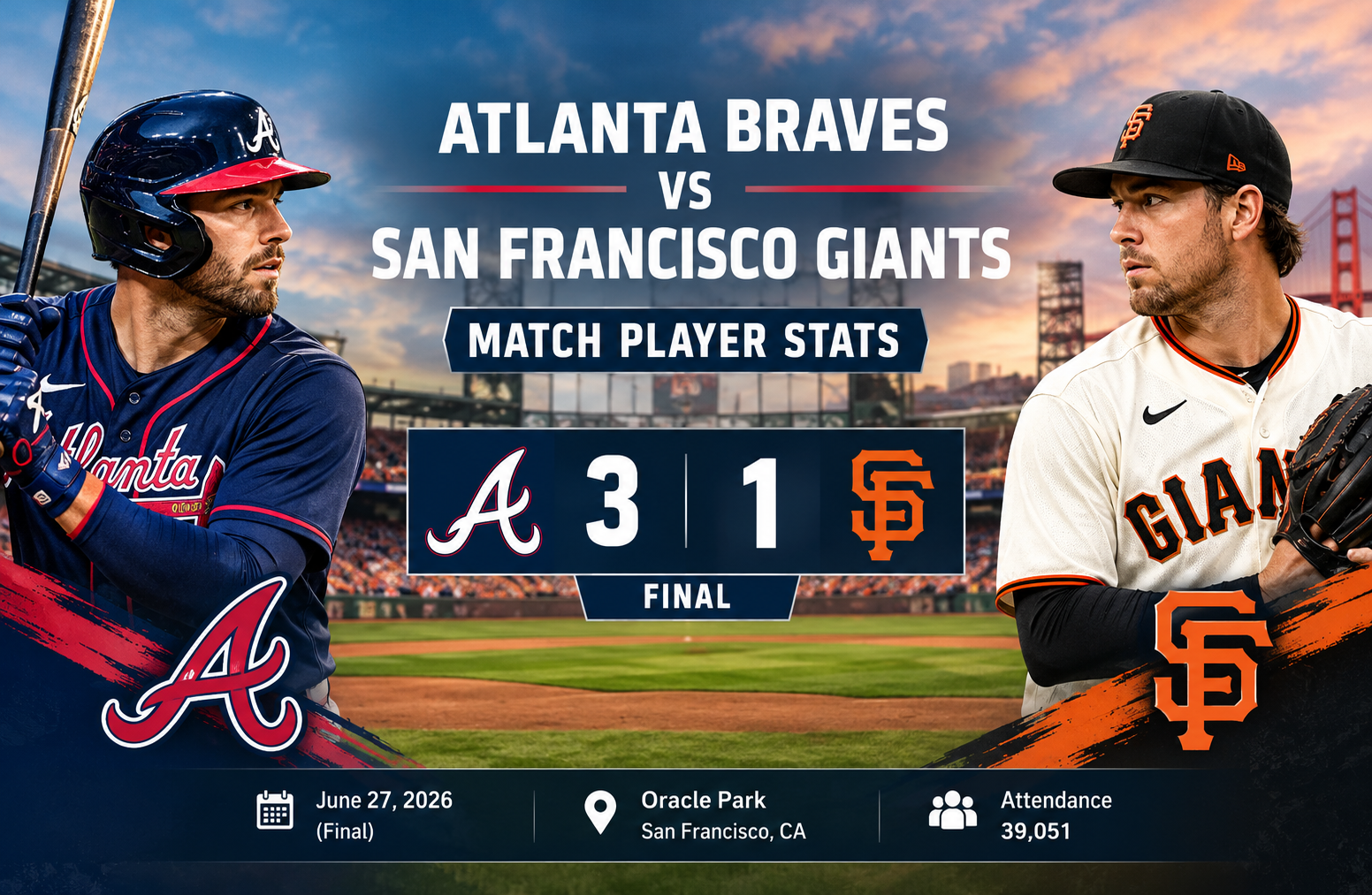Atlanta Braves vs San Francisco Giants Match Player Stats
